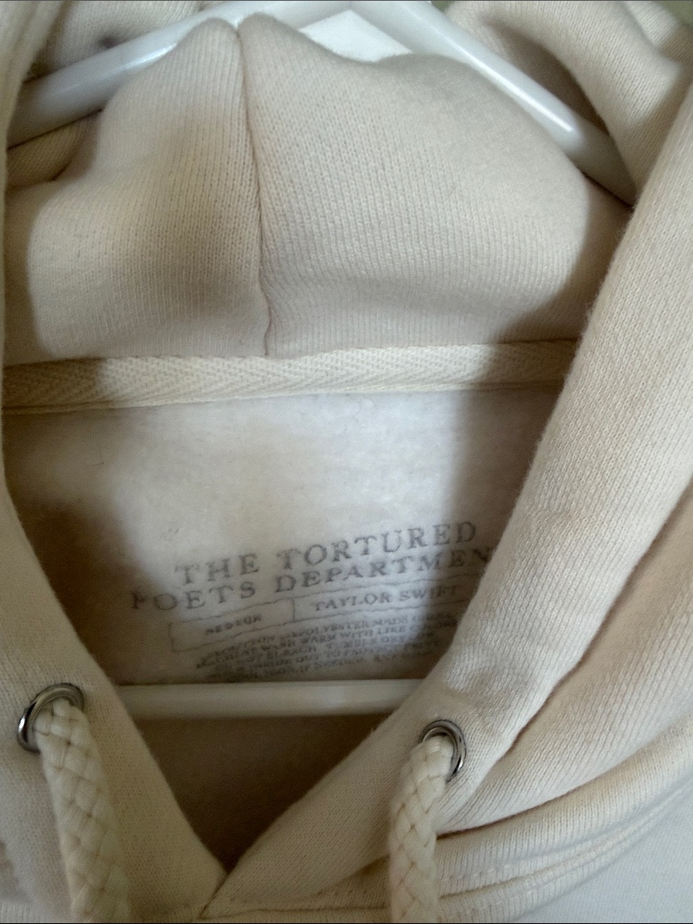 Taylor Swift TTPD Cream Hoodie with Gray Center Logo - Picture 4 of 7
